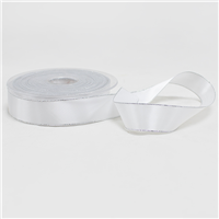 Fita Cetim Fio Prateado 2.5cm x 25mt -  Branco
